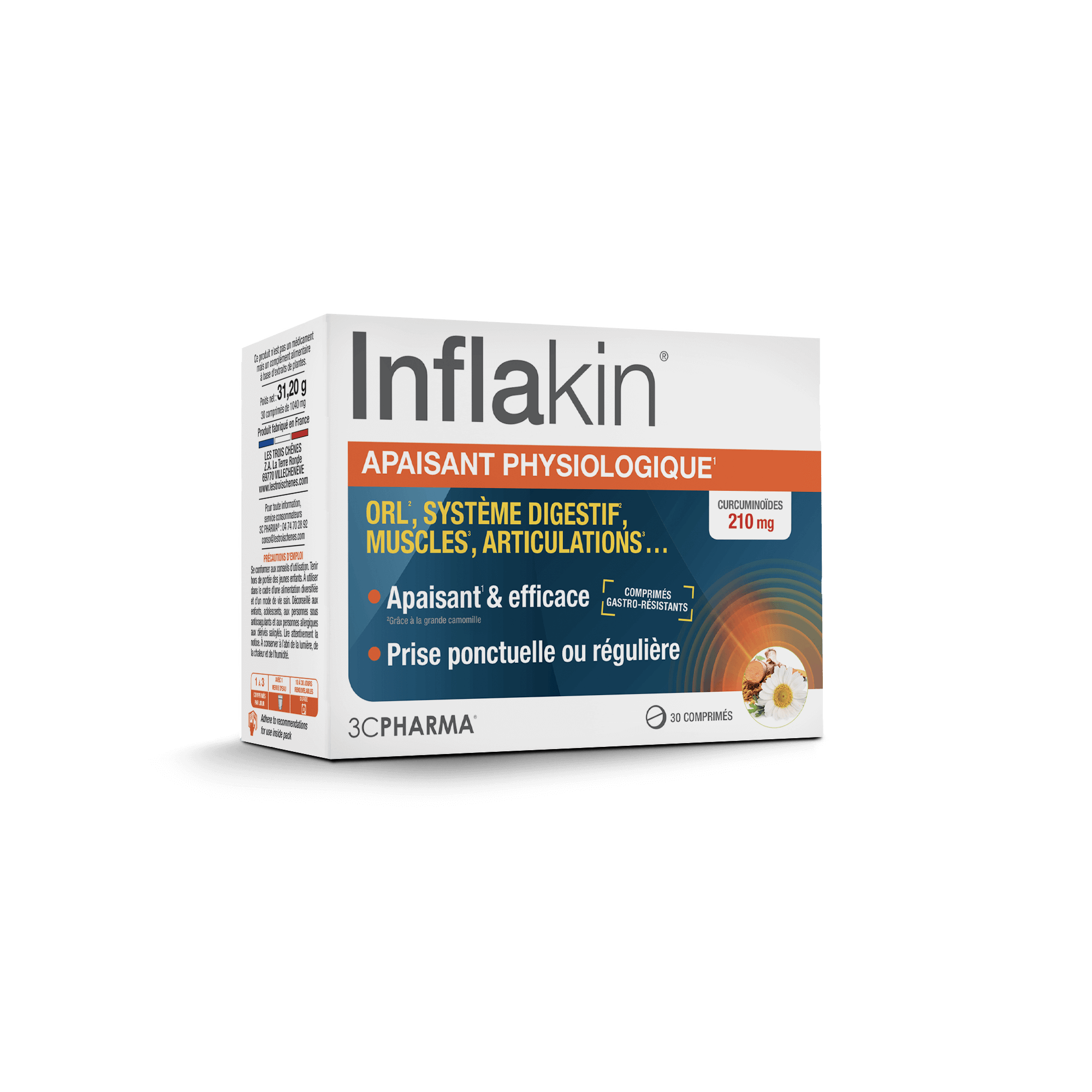 INFLAKIN - APAISANT PHYSIOLOGIQUE - 30 COMPRIMES - 3CPHARMA